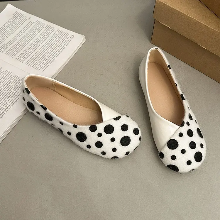 Frühlings-Neuheit: Damen-Flachschuhe mit Runder Spitze, Gepunktetem Wildleder, Bequeme Alltags-Loafer für Büro und Straße – Detail 2