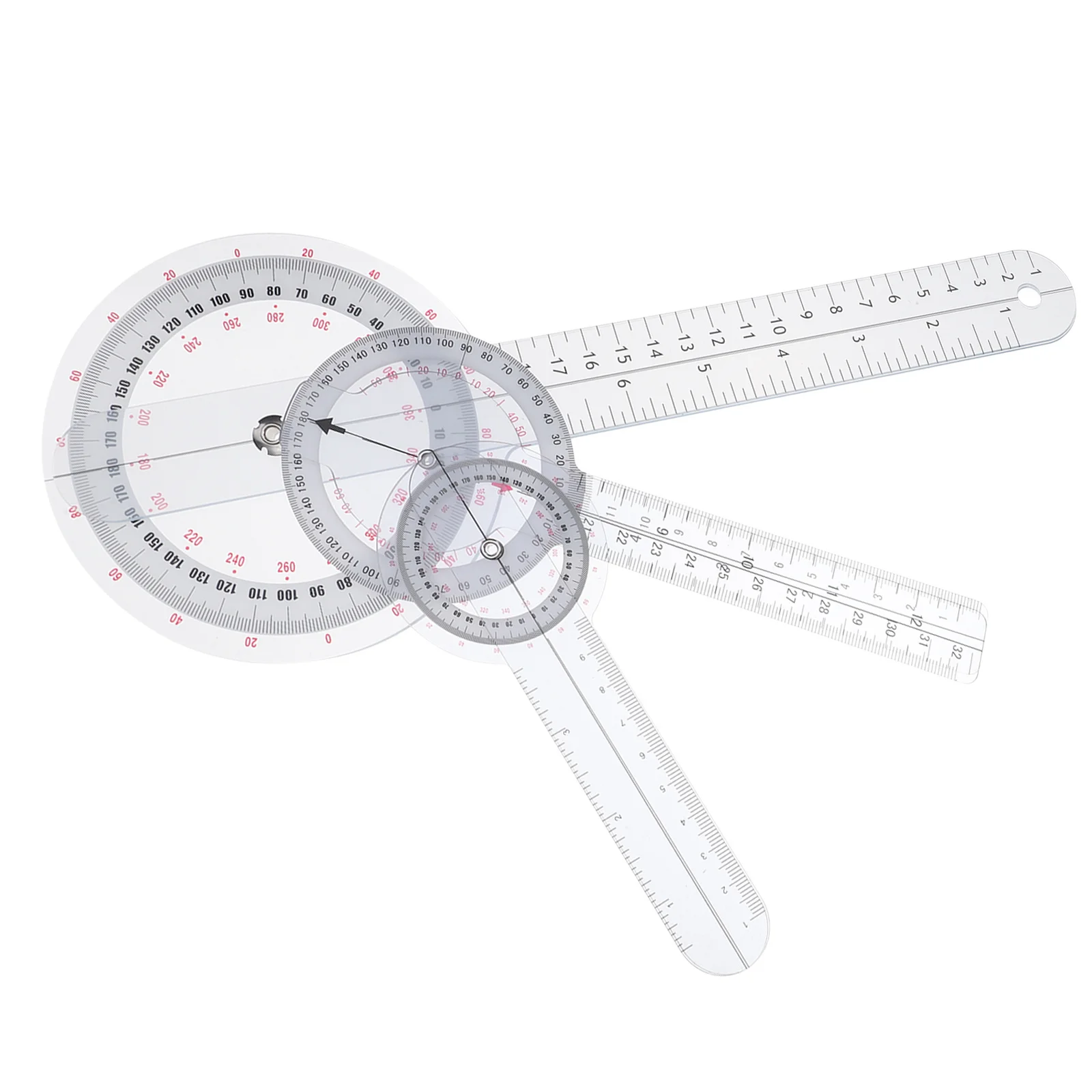 Juego de transportador de ángulo transparente, goniómetro de grado médico para medición precisa de longitud ósea y ángulo de articulación, precisión portátil, 3 uds.