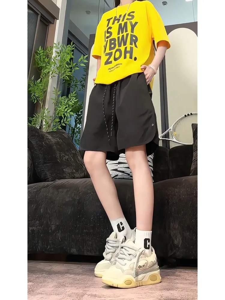 

Мужские летние тонкие дышащие спортивные штаны из ледяного шелка American Sle для бега и баскетбола, молодежные повседневные свободные штаны