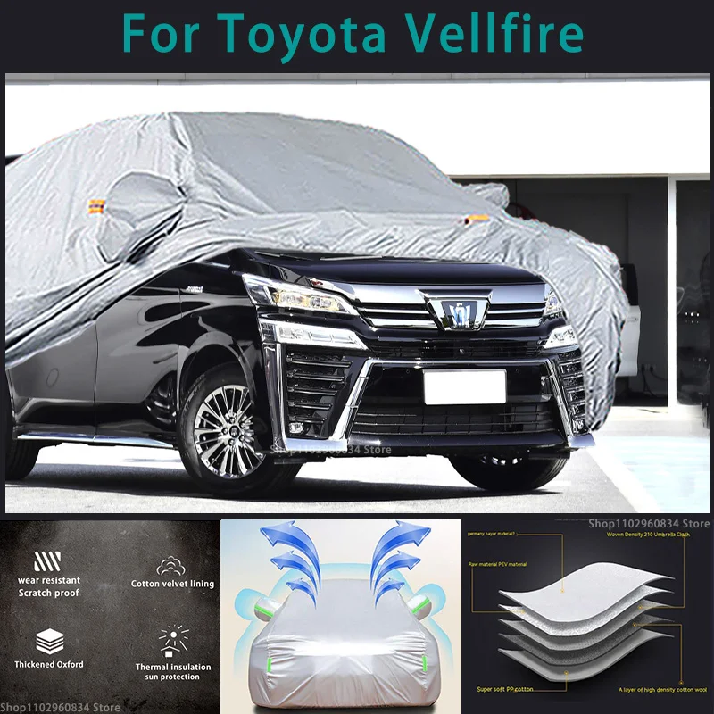 For Toyota Vellfire 210T Full Car Covers Outdoor Sun uv protection Dust Rain Snow Protective Anti-hail car cover Auto cover