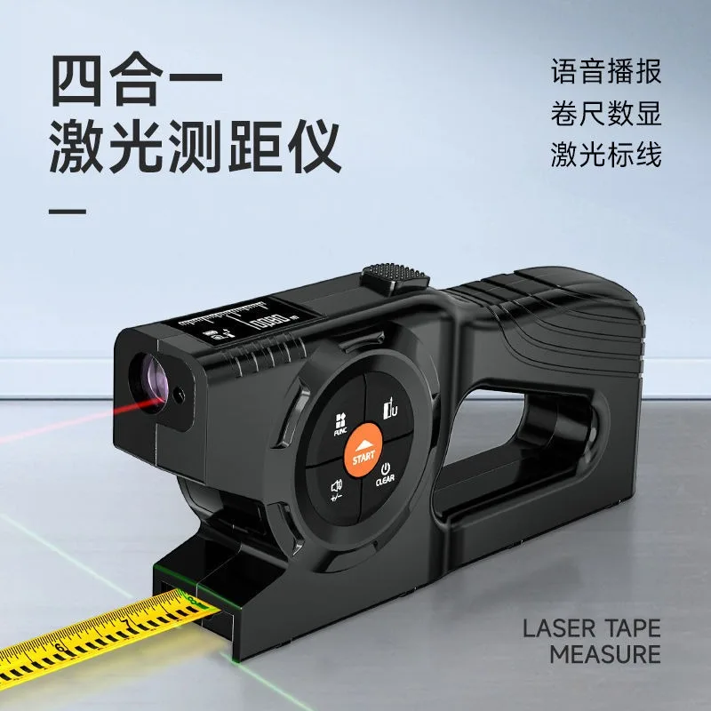 

tape measure, infrared measuring instrument, digital display electronic measuring ruler, wooden Leide plant