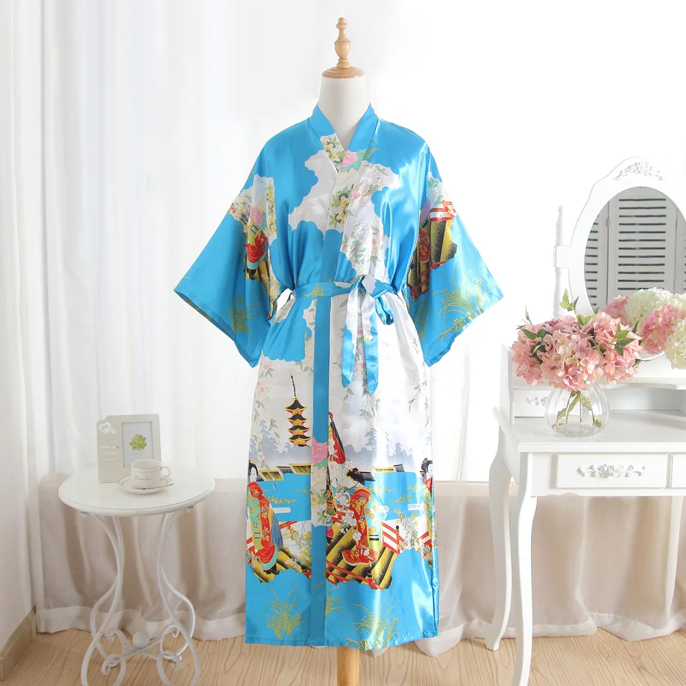 Women Long Satin Bathrobe Bridal Wedding Bride Bridesmaid Kimono Gown Robes Summer Bride Bridesmaid Wedding Robe Dress Gown