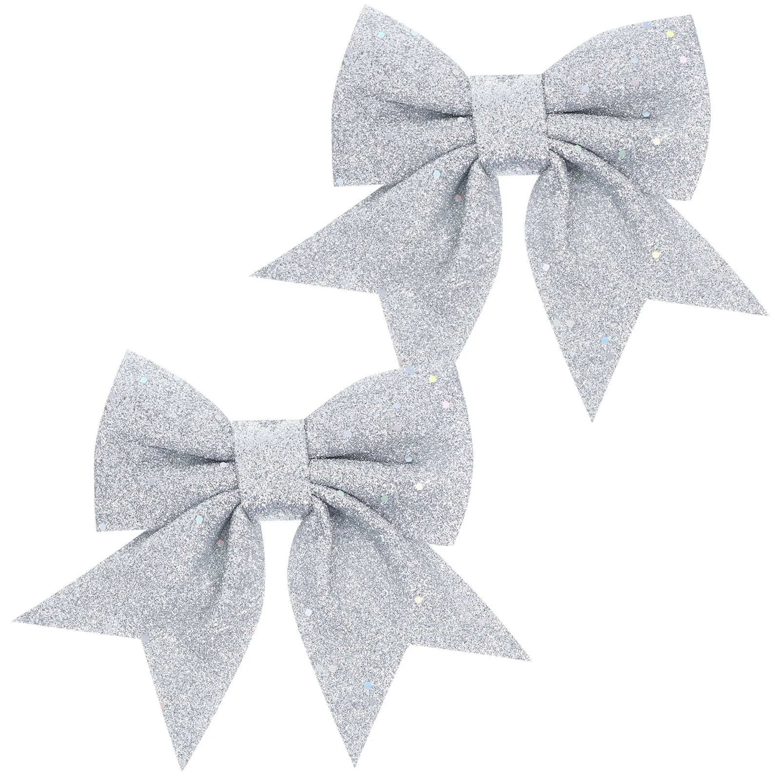 

2Pcs Christmas Bow Decorations Small 14cm Xmas Tree Bowknots Reusable Sequin Bow Ornaments Holiday Garland Decor