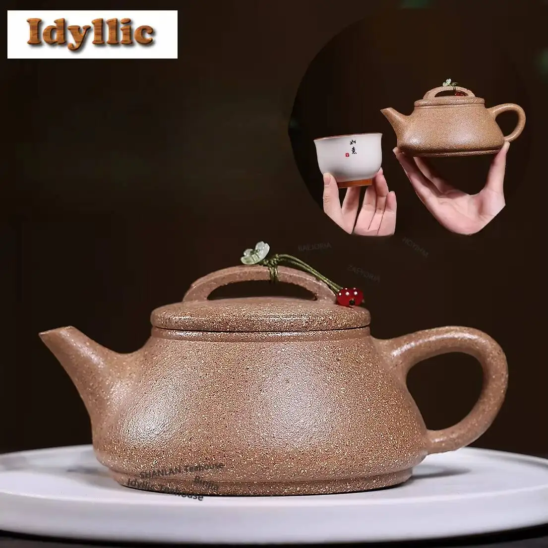 330ml Retro Yixing Purple Clay Teapots Handmade Tile Gourd Pot Raw Ore Colorful Section Mud Kettle Zisha Tea Set Ornaments Gifts