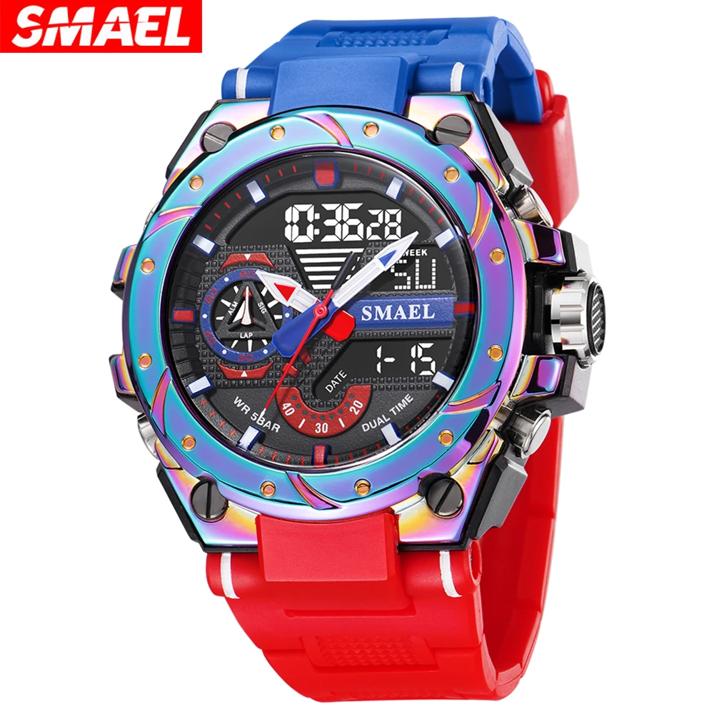 

SMAEL Electronic Watch 8060 Fashion Brand Alloy Watch Men's Multi functional Cool Dual Display Outdoor Waterproof