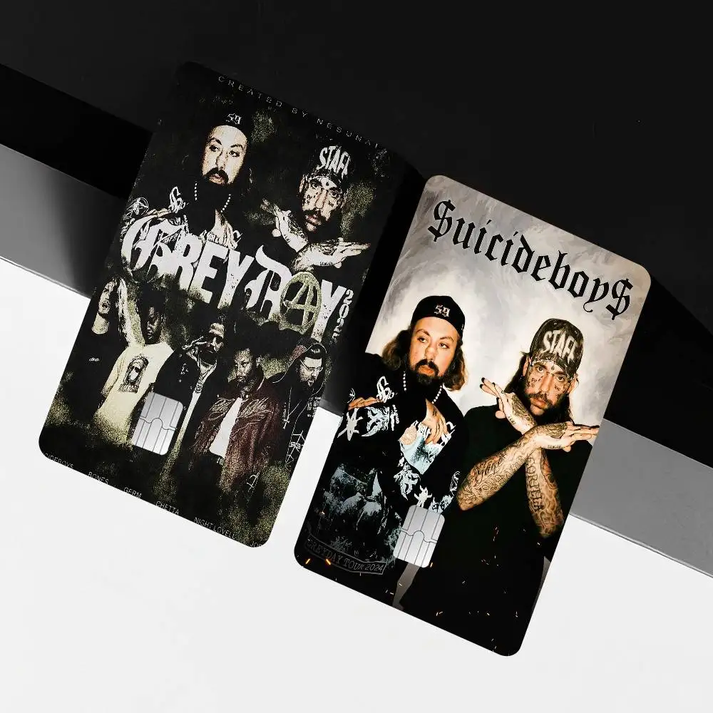 

Набор из 4 водонепроницаемых наклеек с изображением певца Suicideboy и карт VISA/проездных на метро