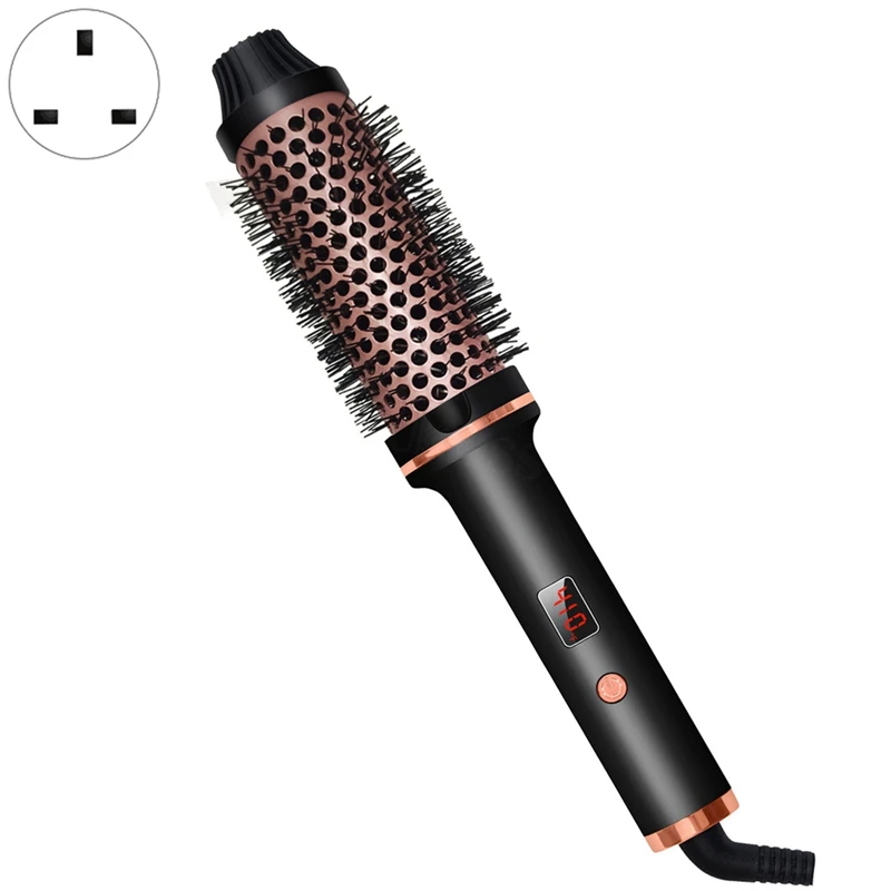 3 In 1 Ionic Hair Curler Straightener Heated Hair Styling Brush Travel Anti-Scald Thermal Brush UK Plug