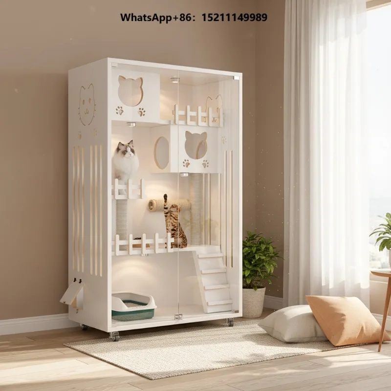 Bestseller Luxury Indoor Solid Wood Collapsible Cat Villa Modern Sustainable Eco-Friendly Pet House Animal Pattern for Living