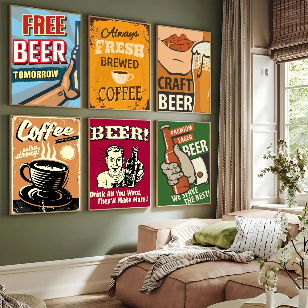 Retro Old Fashioned Beer Poster Paper Print Home Bedroom Entrance Bar Cafe Art Painting Decoration