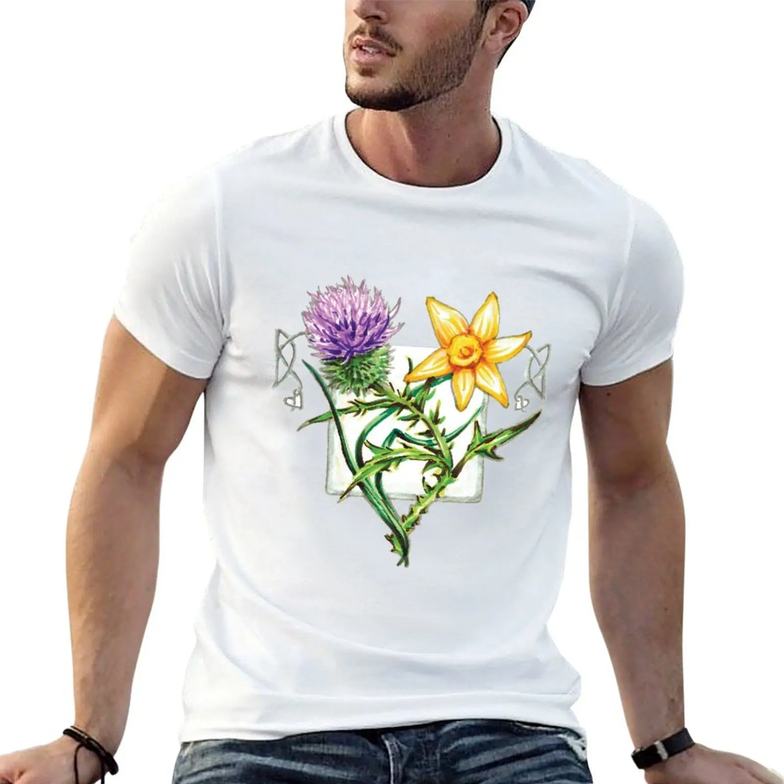 

Thistle and Daffodil. T-Shirt anime t shirts oversize printed t shirts for man man t shirt summer T-Shirt