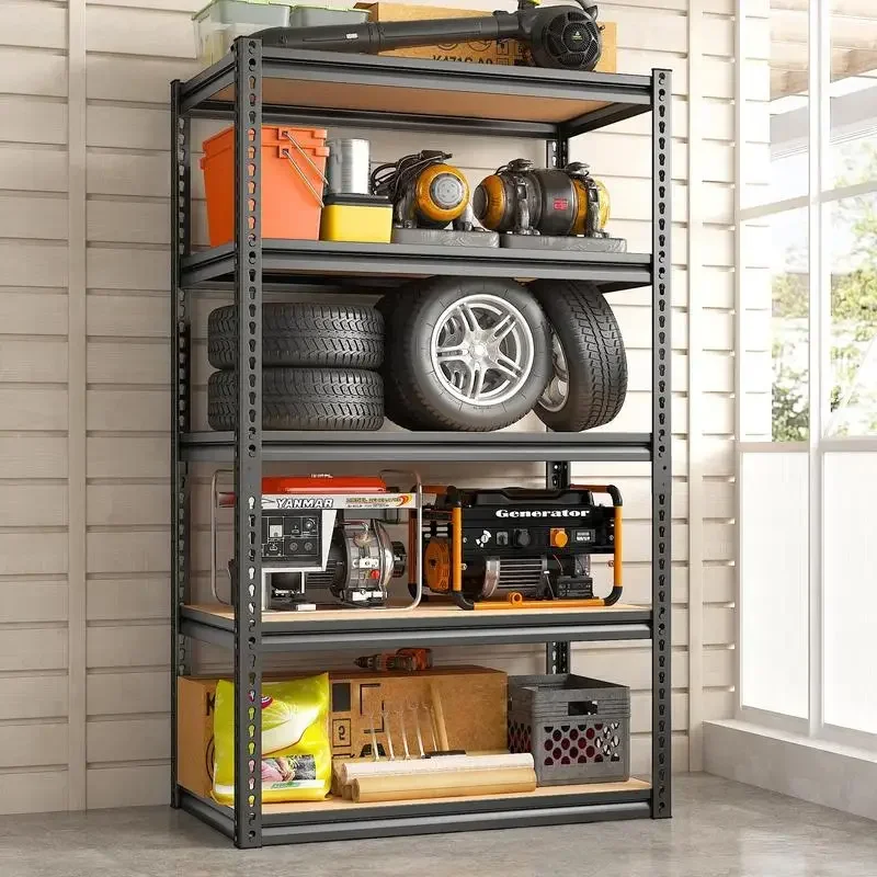 Raybee Garage Shelves 5 Tier Metal Storage Shelving Unit Adjustable Garage Storage Shelves for Warehouse Pantry Basement