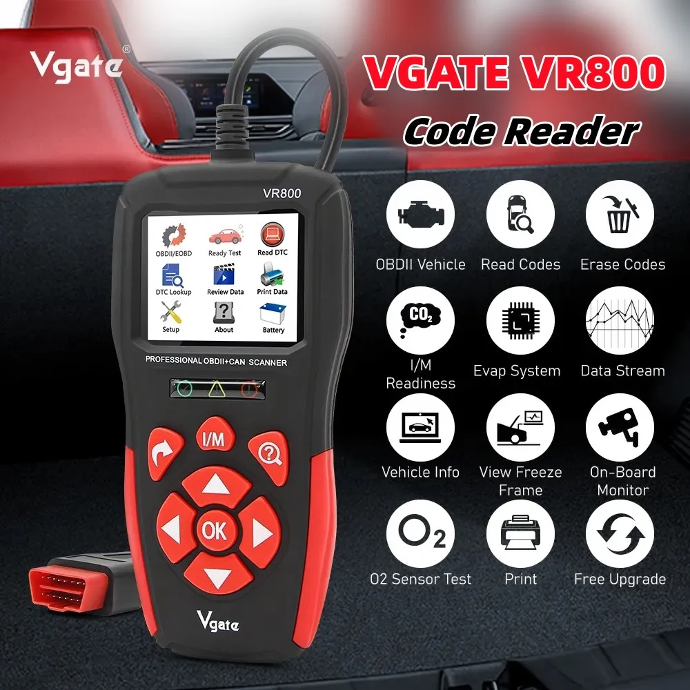 

Vgate VR800 Car Code Reader OBD2 Scanner Automotive Scan Tools OBD 2 Diagnostic Auto ODB2 Scanner Tool PK AS500 KW850 ELM327