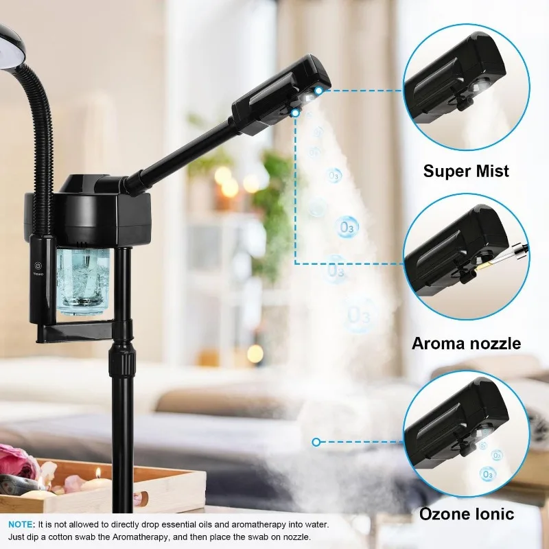 Facial Steamer Professional with 5X Magnifying Lamp, with Time Setting, Face Steamer for Facial Deep Cleaning for Esthetician