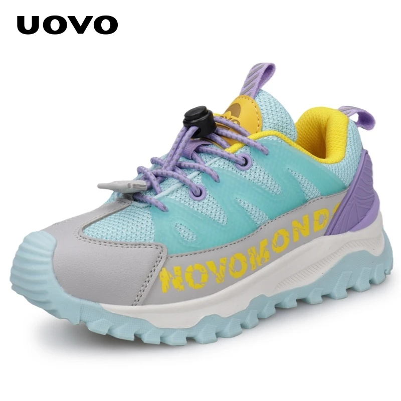 UOVO Kids Hiking Shoes Water Repellent Breathable Easy Buckle Anti Slip Lightweight Comfortable Outdoor Sneakers EU 31-39