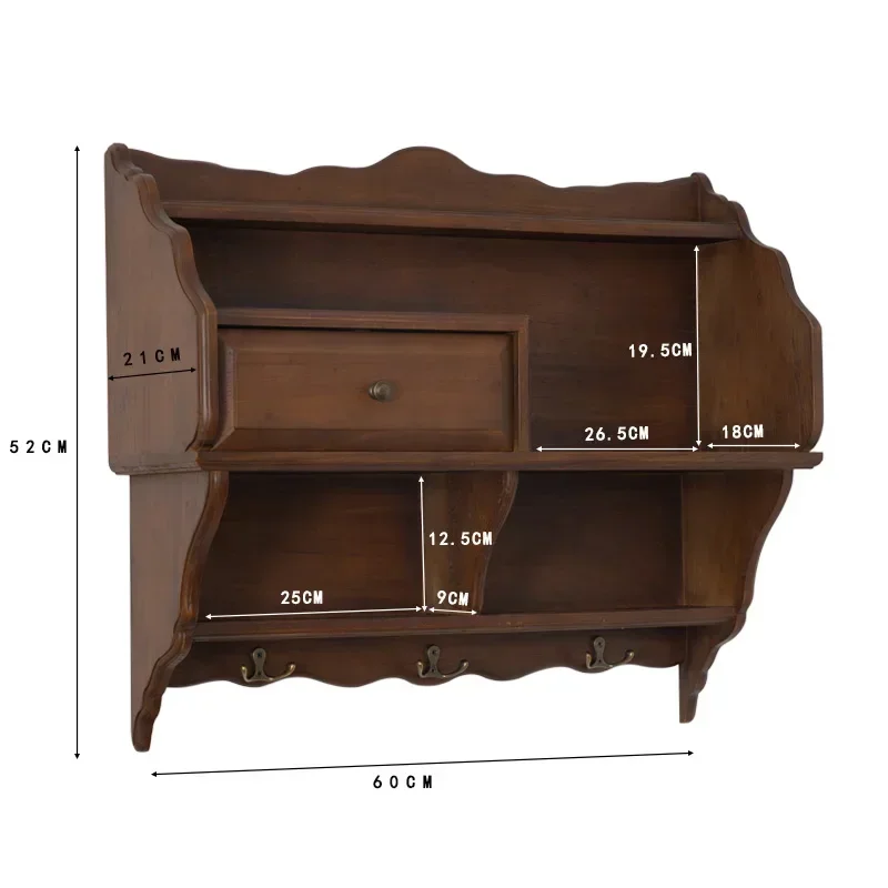 Armadietto portaoggetti da parete in legno massello personalizzabile Vetrina portaoggetti medio-antica retrò