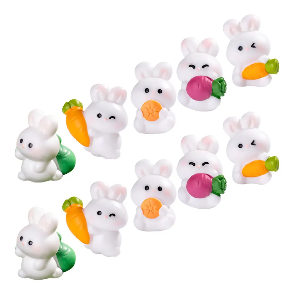 

10 Pcs Mini Rabbit Ornament Bedroom Desktop Decor Garden Rabbits Outdoor Resin Crafts Bunny Figurine Cake Toppers
