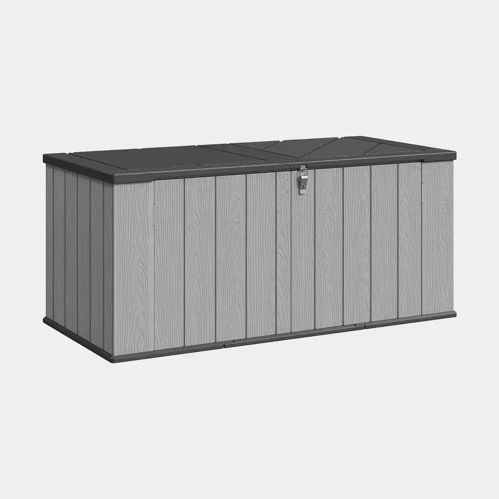 2-Ton Outdoor Storage Shed, Resin with Floor & Lockable Door, Weatherproof Garden Shed for Patio, Lawn, Grey
