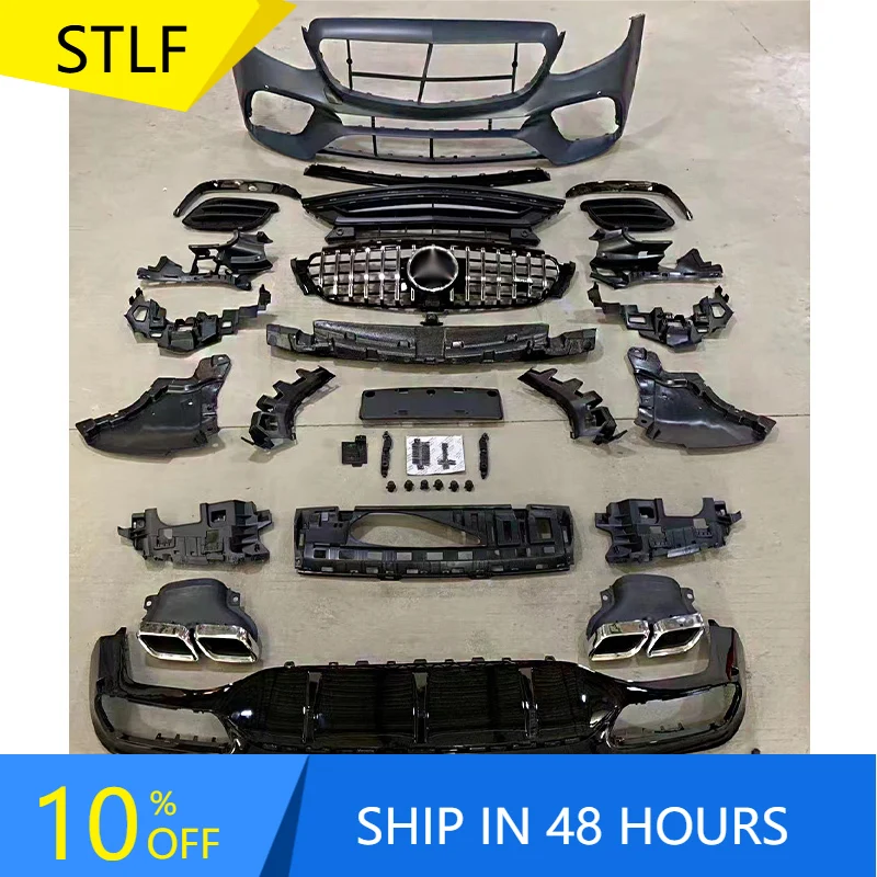 

STLF Include Front Bumper Assembly Grille Rear Lip Exhaust for Mercedess benzs E-class W213 2016-2020 Change to E63 AMGs Style