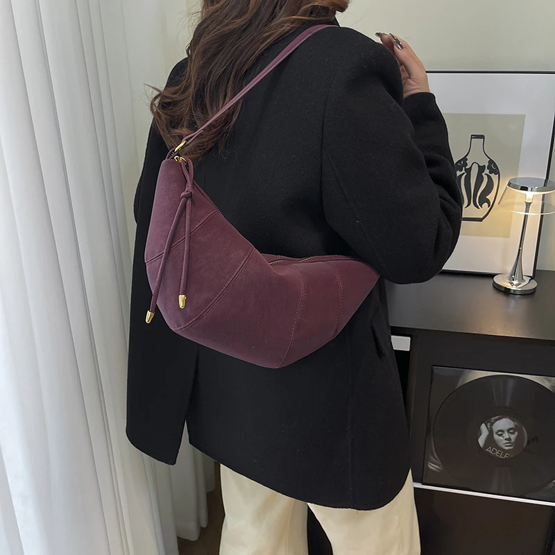 

Mini Crescent Women's Bag PU Leather Shoulder Bag Solid Eco Bag Korean Shopper Messenger Bag Y2K Handbag Half Moon Underarm Bag