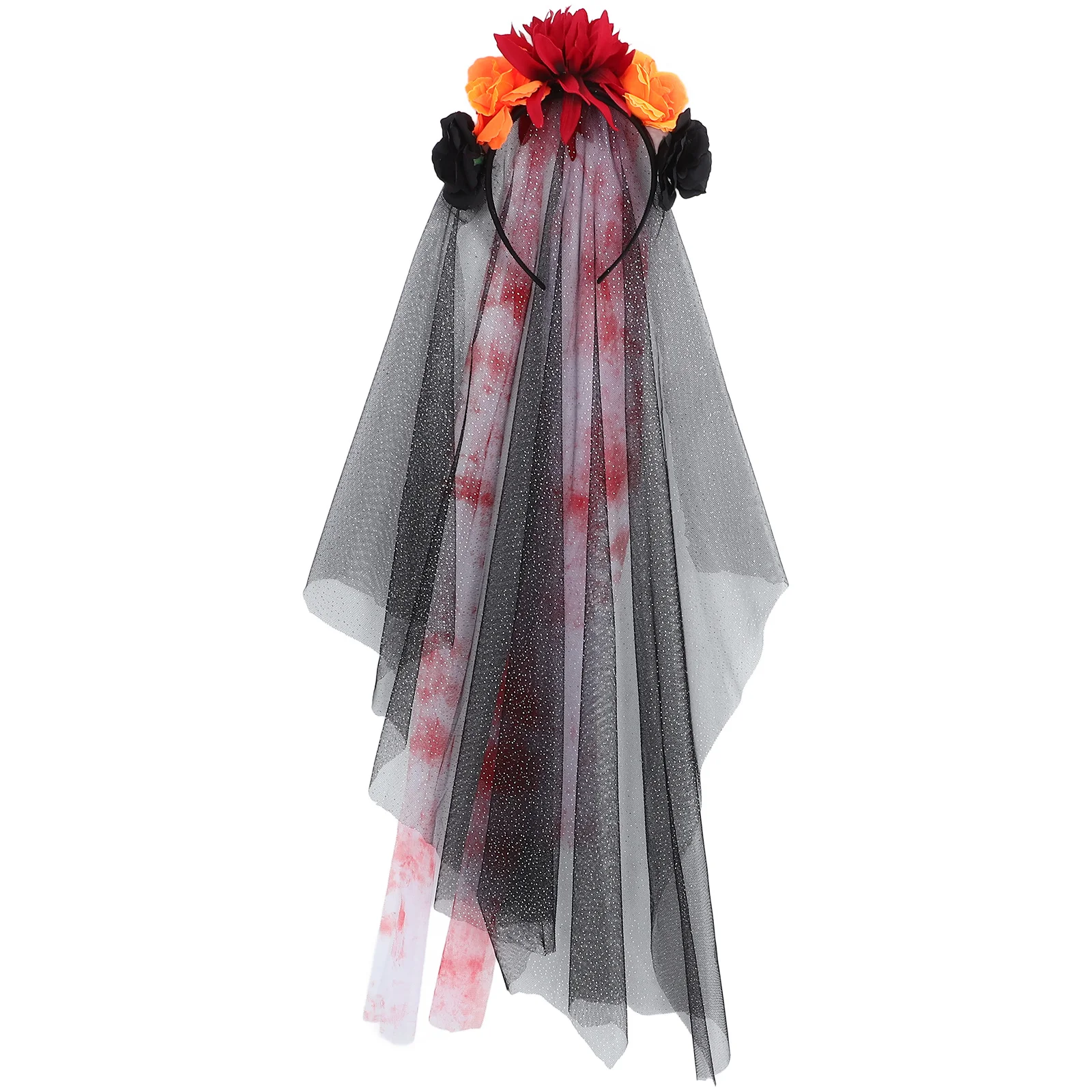 

Halloween Headband Floral Veil Bridal Style Halloween Party Headwear Cosplay Hair Accessories Flower Headband