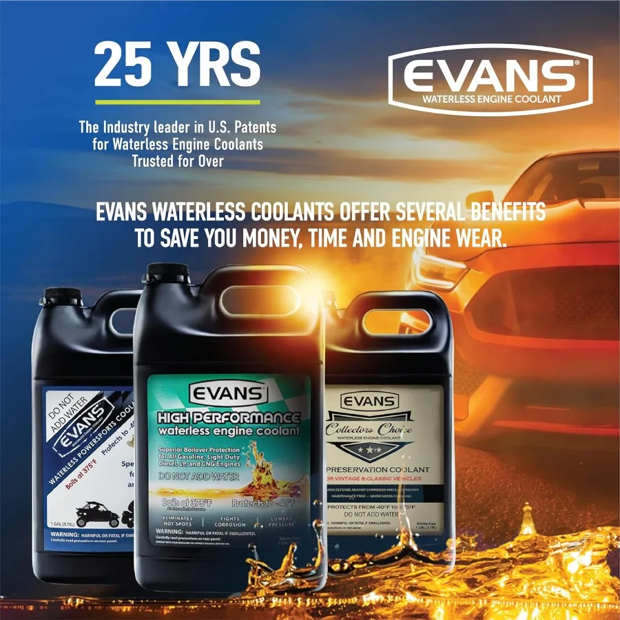 Evans Refrigerante EC72064 Refrigerante motore senza acqua Powersport 64 fl. oz. Confezione da 3 per motociclette ad alte prestazioni e Powersport Vehi