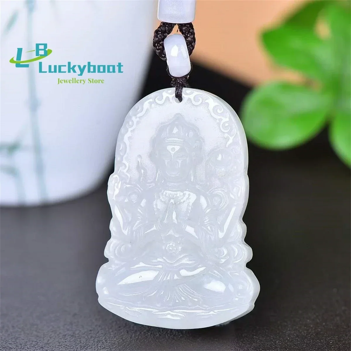 Natural Tianshan Jade Four Wall Guanyin Pendant is Simple Personalized Fashionable Exquisite and Versatile for Men and Women