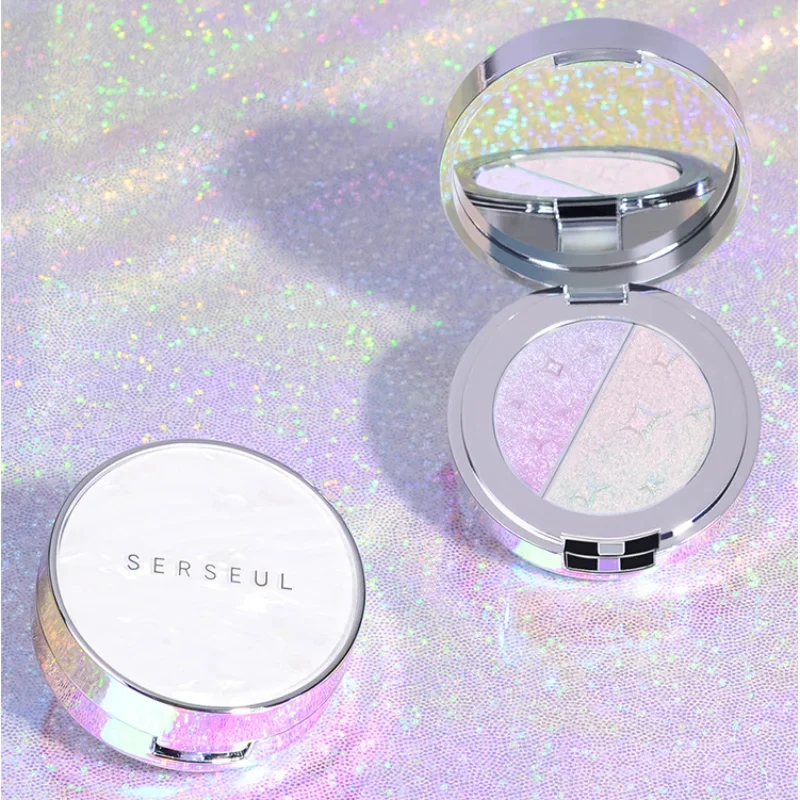 SERSEUL Chameleon 2-color Face Highlighter Eyeshadow Pearlescent Glitter Polarised Contour Palette Korea Beauty Makeup Cosmetics