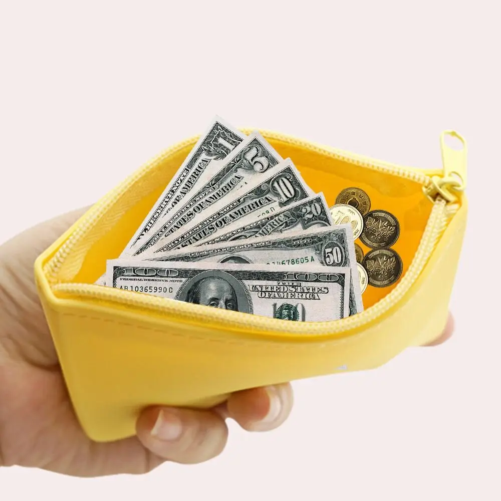 Mini Multifunction Rectangular Wallet Zipper Silicone Coin Purse Space Saving Waterproof Travel Pouch Students