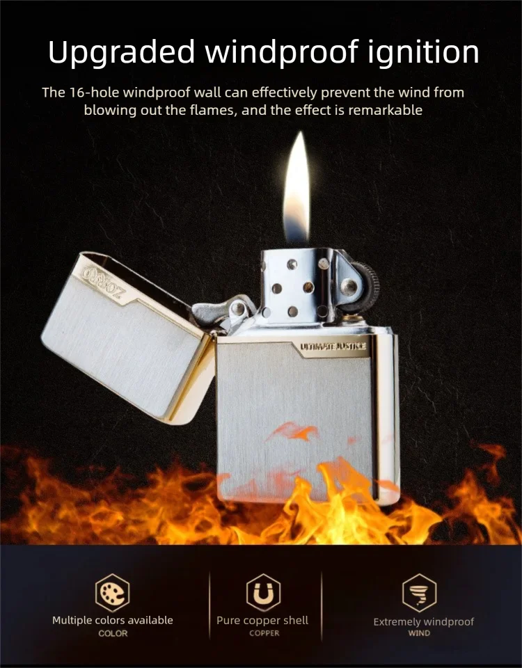 

Raw Copper Brushed Gold Zorro Lighter Solid Copper Windproof Narrow Type Manufacturer Wholesale Lighter unusual