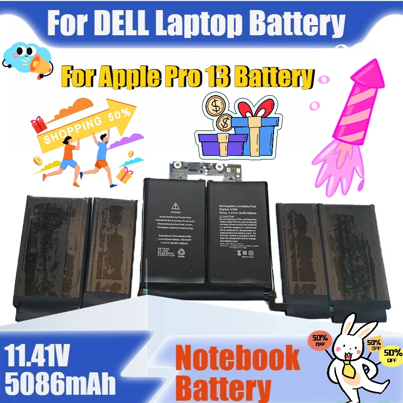 

11.41V 5086mAh for Apple Pro 13 Inch A1989 2018 A1964 Laptop Battery