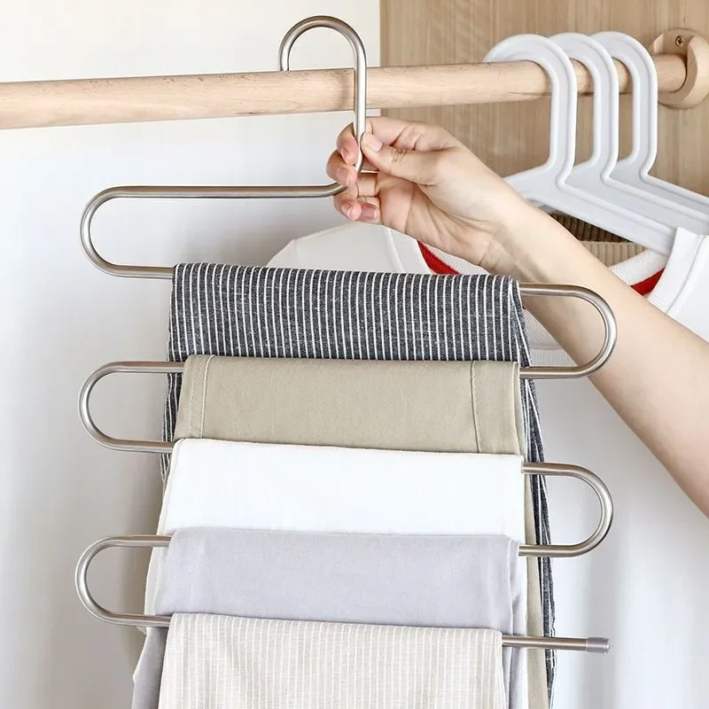 

1pc Rack Stainless Steel Pants Rack Multi-layer Anti Slip S-shaped Pants Rack Wardrobe Pants Rack Anime acrylic stand Wallet