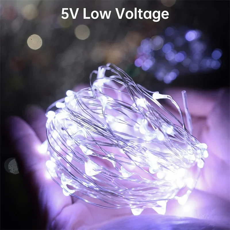 Fairy Lights USB Powered Warm White 20m String Lights for Christmas, Parties, Weddings, Festivals, Bedroom and Table Decoration