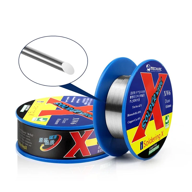 MECHANIC XW 0.5/0.6mm 50g  Mild Rosin Core Lead-Free Sn42/Bi50/Cu8 138℃ Low Melting Point High-Purity Solder Wire Soldering Flux