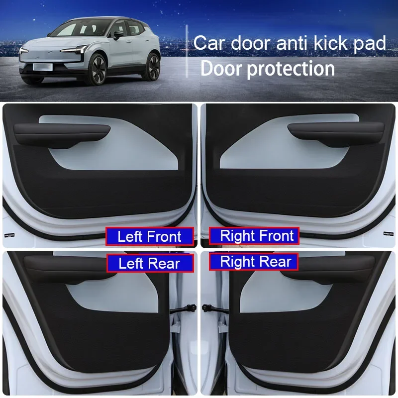 4 pezzi adesivi antigraffio porta Auto Anti Kick Pad pellicola protettiva in pelle accessori Auto in carbonio per VOLVO EX30 2024-2025