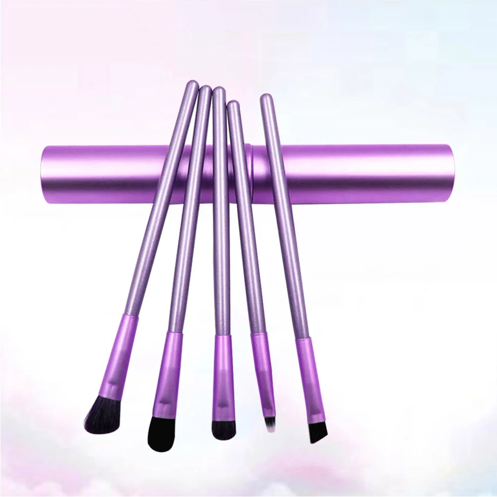 Kit de pinceaux de maquillage pour les yeux, 5 pièces, pinceaux à paupières à Long manche en Fiber naturelle, pour femmes et filles, ensemble de pinceaux de maquillage professionnels quotidiens