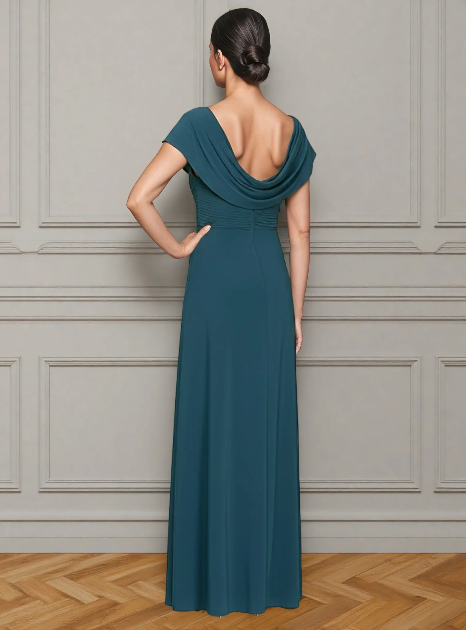 Abito da cerimonia per invitati a un matrimonio lungo fino al pavimento, abiti da cerimonia, abito per la madre della sposa con pieghe e cristalli 2026