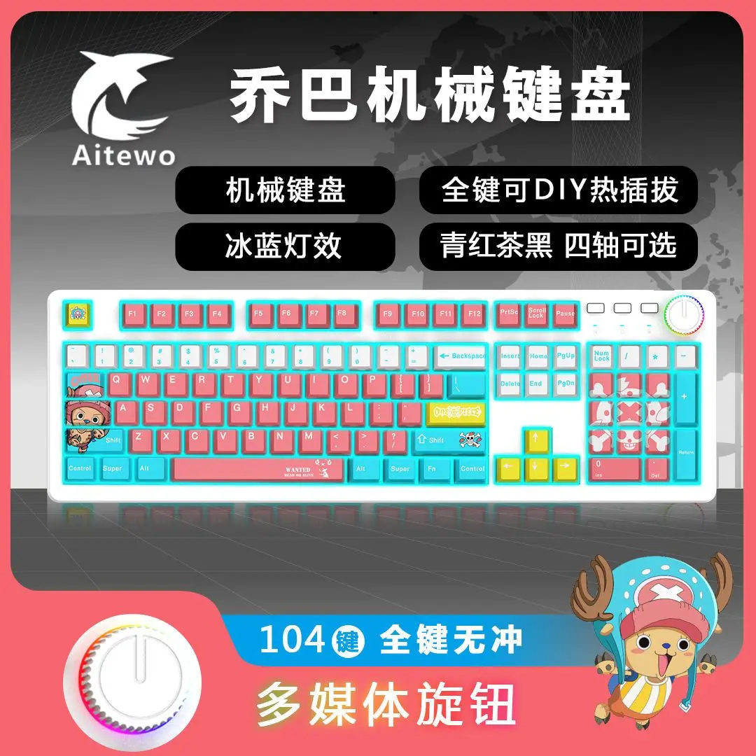 Anime Hatsune Miku Doraemon EVA puede emitir luz Teclado mecánico juguetes decorar accesorios de ordenador recoger regalos en caja