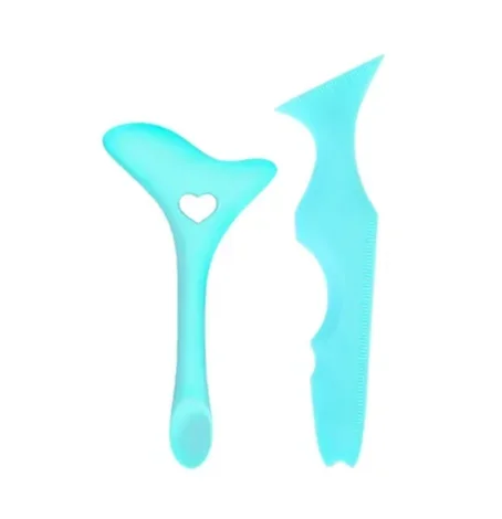 2Pcs Set Winged Applicator Set Resusable Silicone Eyeliner Guide Eyeliner Stencil Mascara Shield Tool for Eye Makeup,Mask Applic