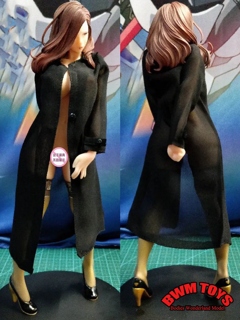 1/6 Scale Women's Suspended Dress Windbreaker Jacket Long Shirt Cardigan Clothes Model for 12 inches Action Figure Body