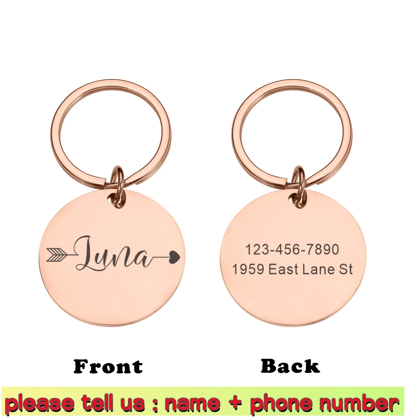 2023 New Personalized Dog ID Tag Anti-lost Mirror Name Tags Plates Free Engraving Dogs Cats Kitten   Nameplate Pendant for Pets