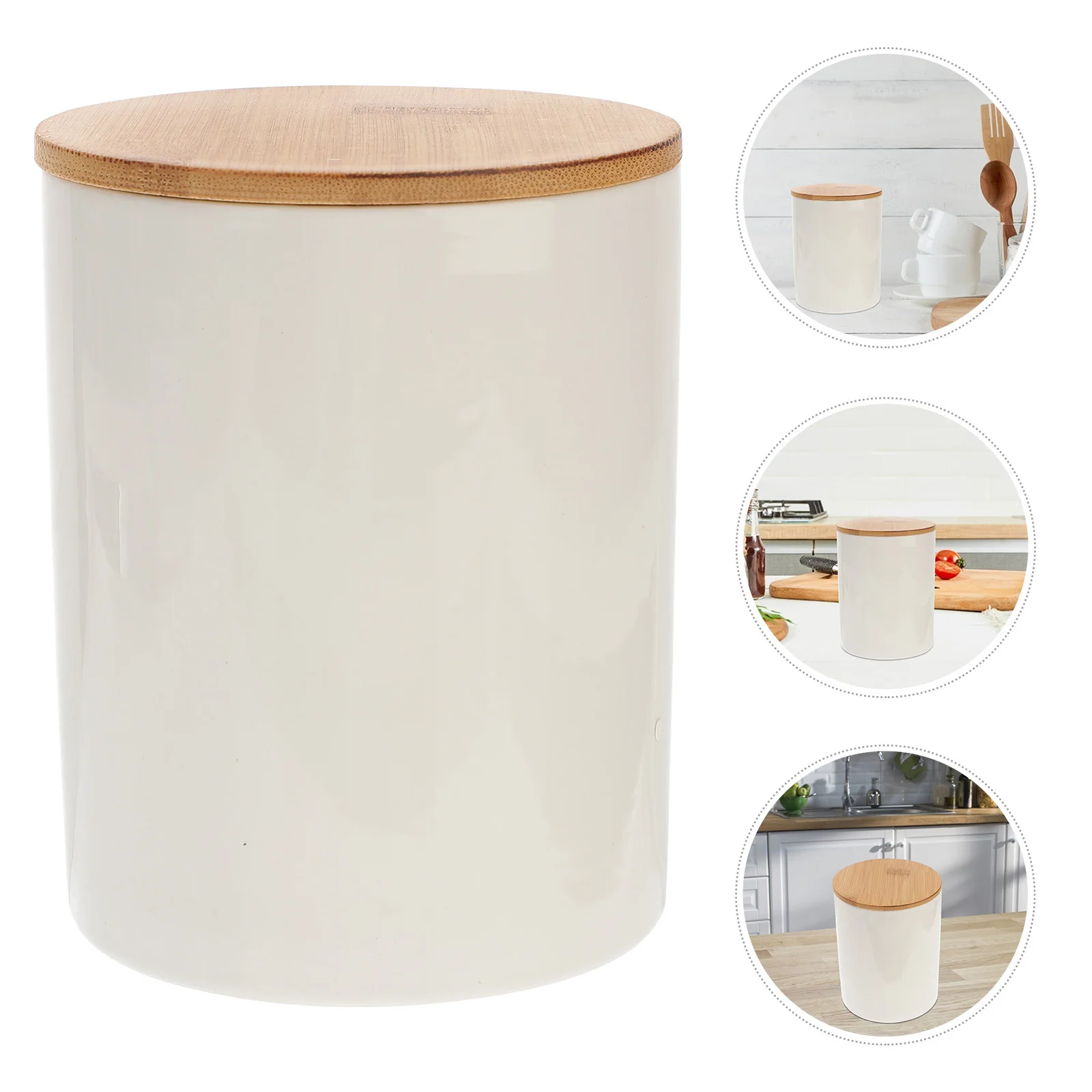 

1Pcs Ceramic Food Storage Jar Waterproof Tea Canister Simple Color Luster Polishing White Ceramic Food Storage Jar