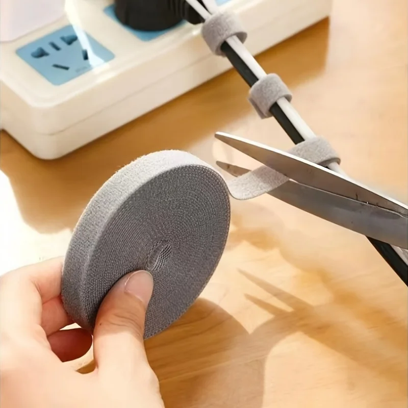 5m data cable storage tool, reusable Velcro cable organizer, computer cable tie, desktop cable routing, fixed strap - view 3
