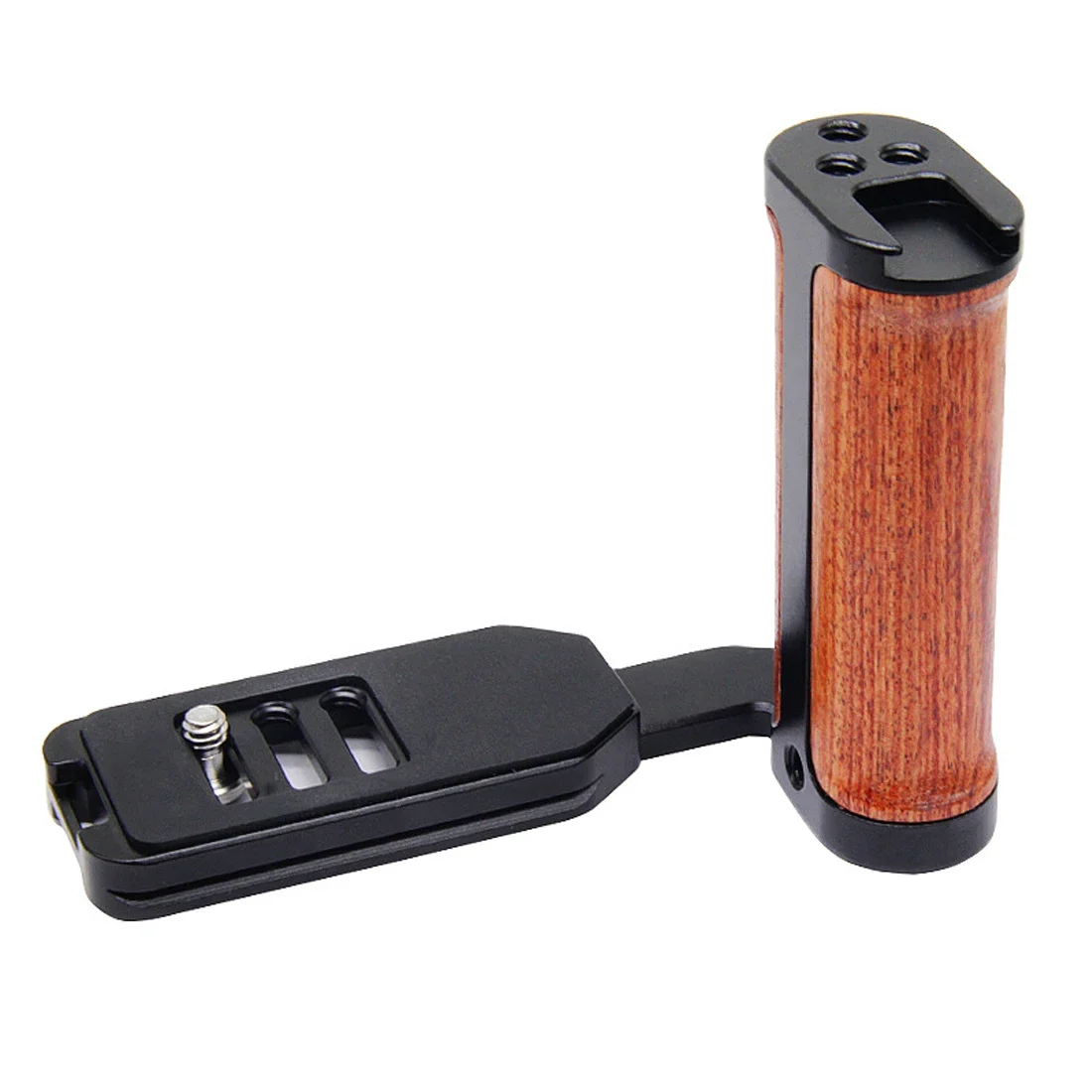 Universal SLR Left Handle Wooden Grip for Vertical Shooting Quick Release Mount Plate  Micro-single Cameras Cage Rig QR Board