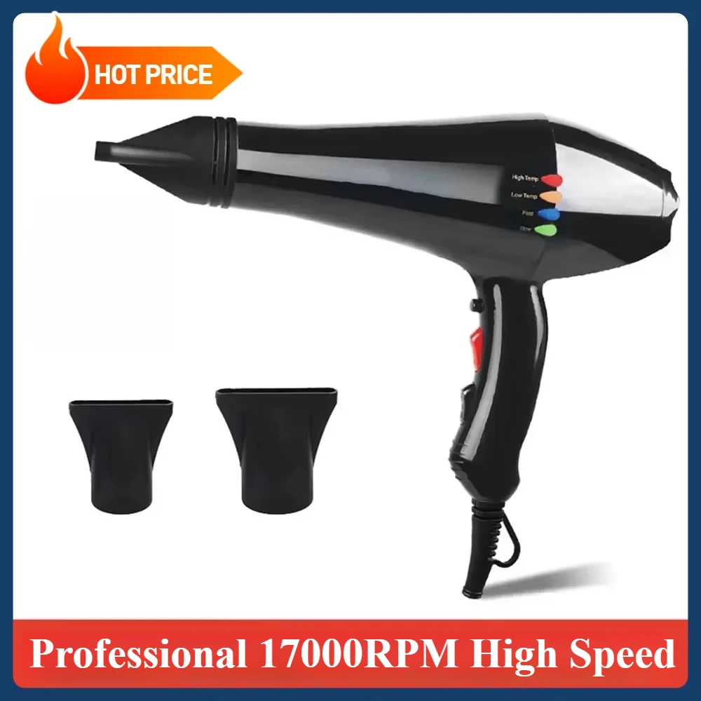 

17000RPM High Speed Blow Dryer Professional Hair Dryer Hair Care 220V Powerful Wind 6 Gears Low Noise Blower 2 Nozzles 220V