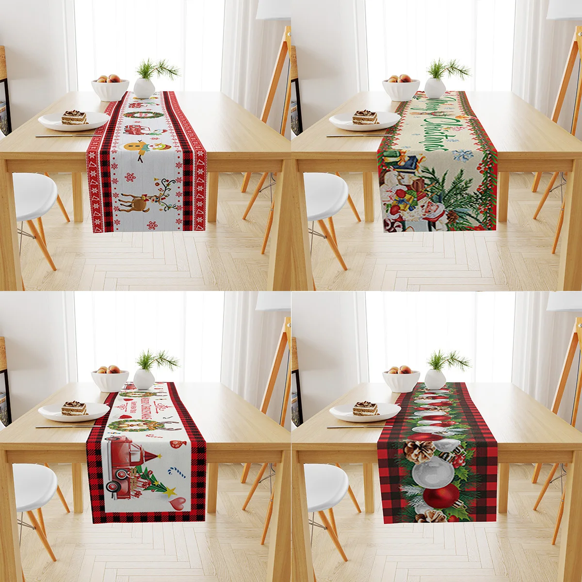 Christmas Table Runner Cloth Merry Christmas Table Decor for Home 2024 Tablecloth Xmas Ornament Navidad Natal New Year Gift 2025