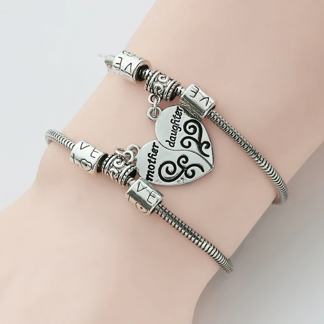 Mother and Daughter Charms Bracelet Femme Puzzle Heart Chain Bracelets for Women Girls Family Jewelry For Mother s Day Gifts AliExpress