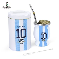 Argentina Captain No.10 Mate Gourd and Yerbero, with Tea Caddy, Bombilla(Straw), Mate Cup Set