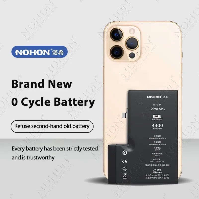 NOHON High Capacity Battery for iPhone 14 Pro Max 15 13 Mini 12 12P 11 Phone Batteries For iPhone X XR XS 8 7 Plus Bateria