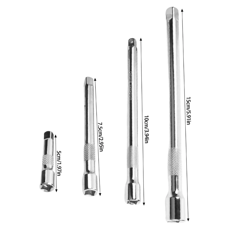 4Pcs 1/4 3/8inch Extension Rod Set Socket Extension Set Includes Extensions Joint Socket Extension Rod Hand Tool