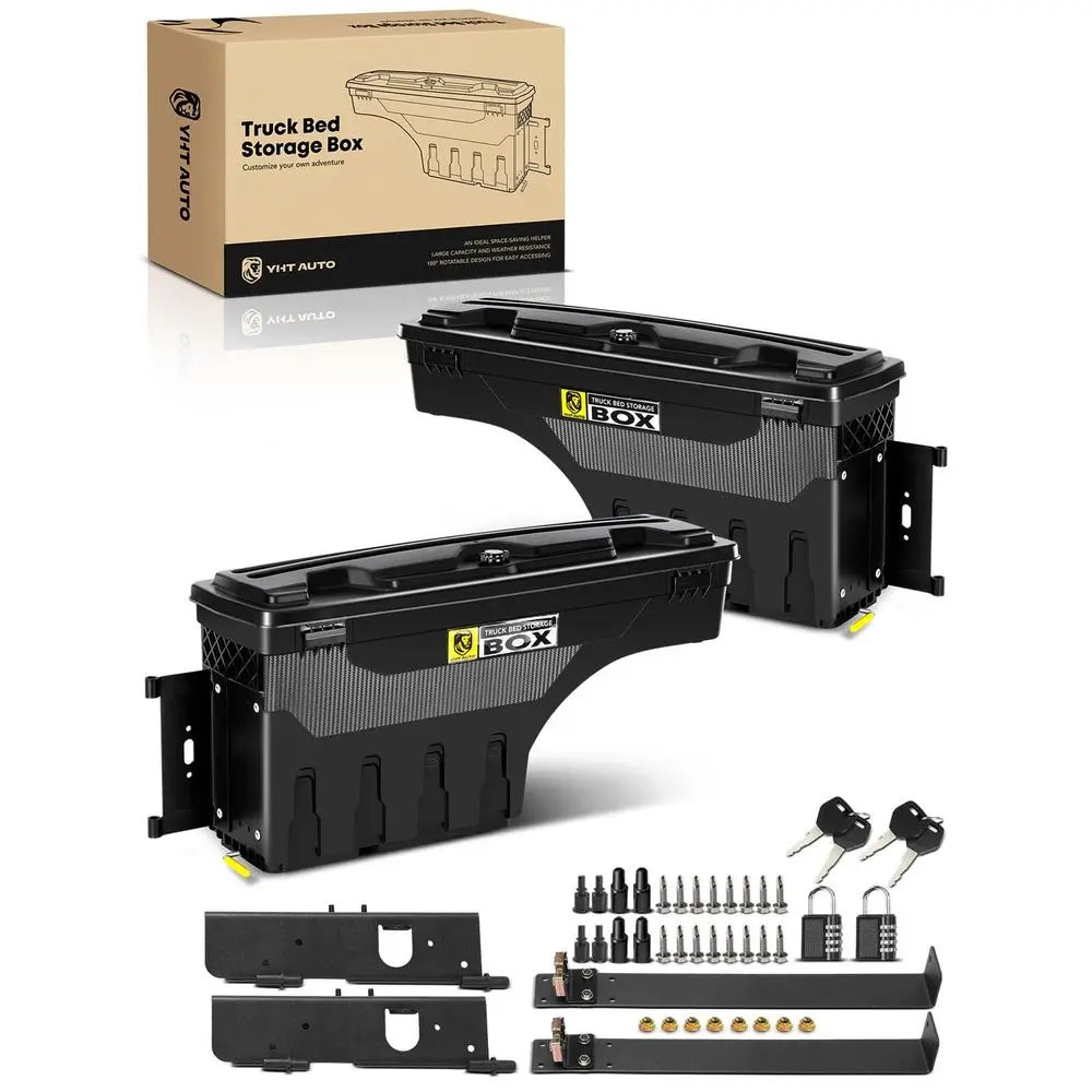 

Set of 2 Truck Bed Storage Tool Box Lockable Compatible with 19972014 Ford F150 amp 2004 F150 Heritage Fleetside, Without Bed R